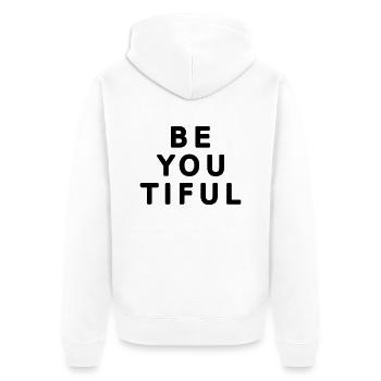 Beau mot beauté cool drôle jeu de mots motif 1 - Veste à capuche bio Premium Unisexe - blanc - Dos - Thijin (182cm)