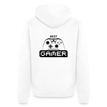 Best Gamer - Unisex Premium Bio Zip Hoodie - Weiß - Hinten - Thijin (182cm)