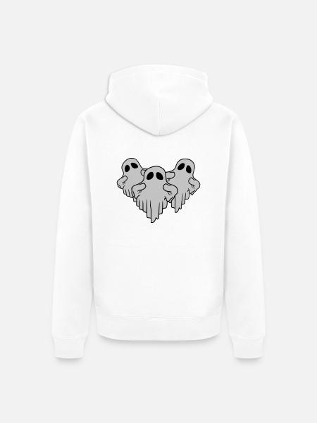 3 funny floating ghosts - Unisex Premium Organic Zip Hoodie - white