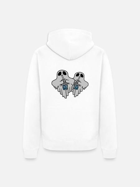 2 Bubble Tea Ghosts - Unisex Premium Organic Zip Hoodie - white