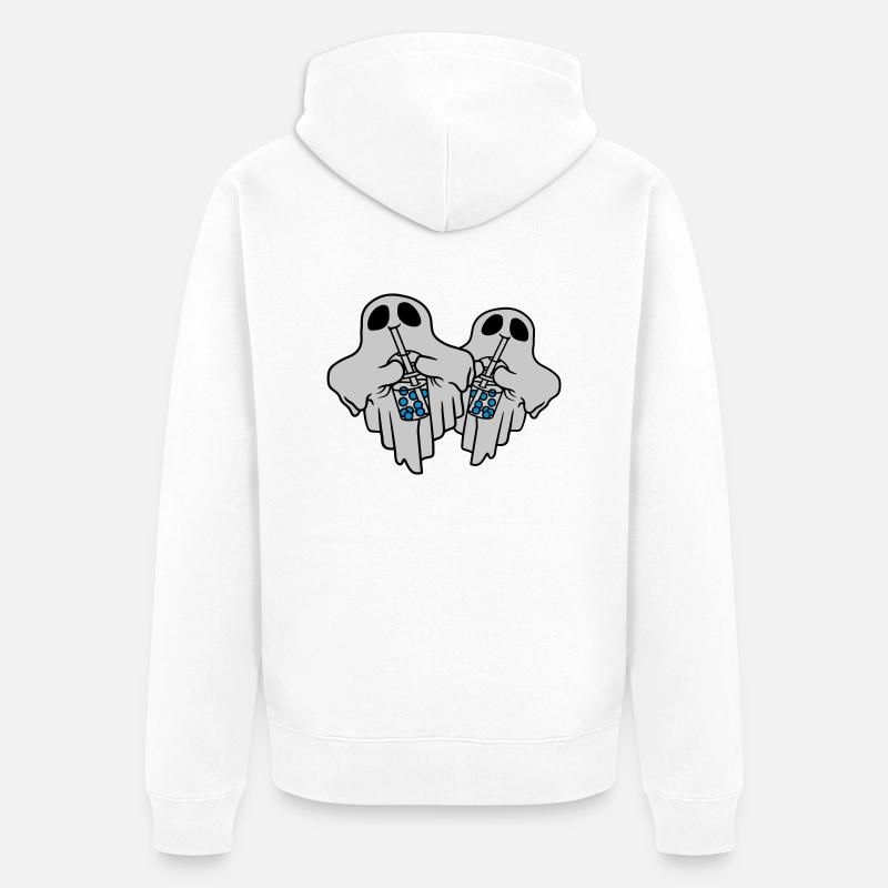 2 Bubble Tea Geister - Unisex Premium Bio Zip Hoodie - Weiß