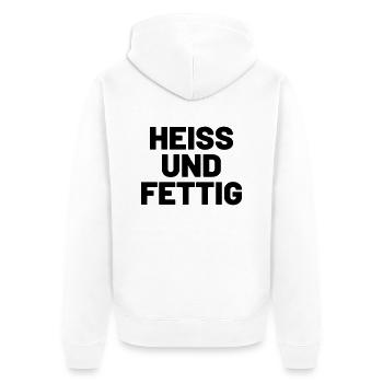 Heiß und fettig - Unisex Premium Bio Zip Hoodie - Weiß - Hinten - Thijin (182cm)