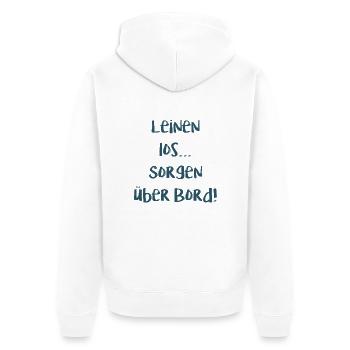 Leinen los Sorgen über Bord - Unisex Premium Bio Zip Hoodie - Weiß - Hinten - Thijin (182cm)