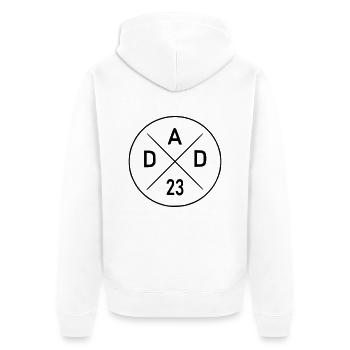 Dad 23 - Unisex Premium Bio Zip Hoodie - Weiß - Hinten - Thijin (182cm)