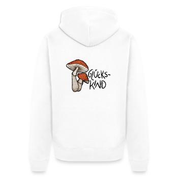 Fliegenpilze Illustration Glückskind - Unisex Premium Bio Zip Hoodie - Weiß - Hinten - Thijin (182cm)