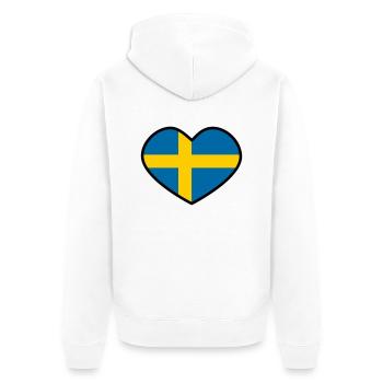 Schwedisches Herz - Unisex Premium Bio Zip Hoodie - Weiß - Hinten - Thijin (182cm)