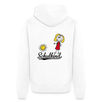 Schulkind - Unisex Premium Bio Zip Hoodie - Weiß - Hinten - Thijin (182cm)