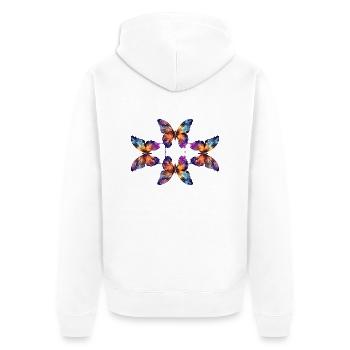Magical butterflies - Unisex Premium Bio Zip Hoodie - Weiß - Hinten - Thijin (182cm)
