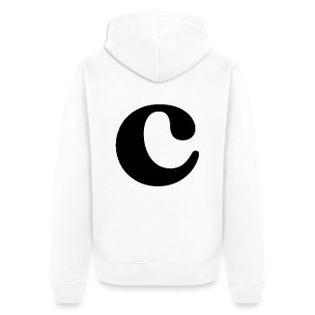 Buchstabe c - Unisex Premium Bio Zip Hoodie - Weiß - Hinten - Thijin (182cm)