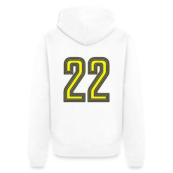 22 - Unisex Premium Bio Zip Hoodie - Weiß - Hinten - Thijin (182cm)