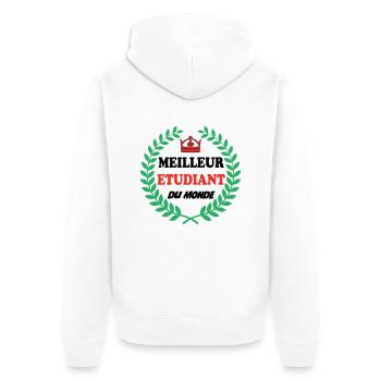 MEILLEUR ETUDIANT DU MONDE - Veste à capuche bio Premium Unisexe - blanc - Dos - Thijin (182cm)