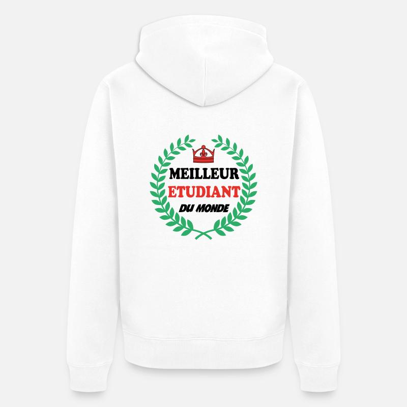 BESTER STUDENT DER WELT - Unisex Premium Bio Zip Hoodie - Weiß