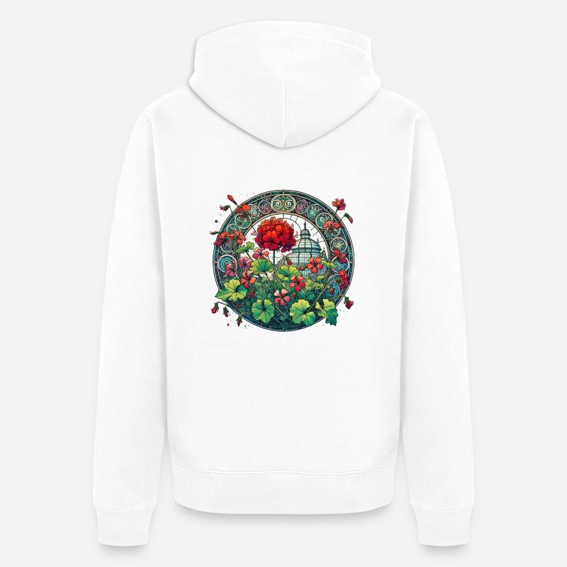 Géraniums - Veste à capuche bio Premium Unisexe - blanc