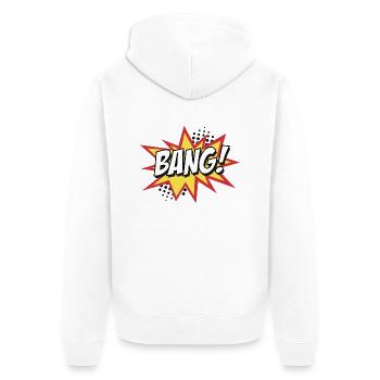 BANG - Unisex Premium Bio Zip Hoodie - Weiß - Hinten - Thijin (182cm)