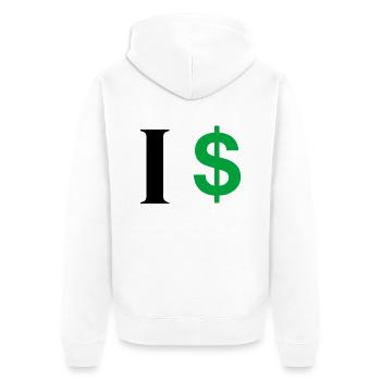 Lettre i dollar - Veste à capuche bio Premium Unisexe - blanc - Dos - Thijin (182cm)