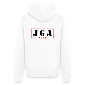 Jga 2025 Junggesellenabschied - Unisex Premium Bio Zip Hoodie - Weiß - Hinten - Thijin (182cm)