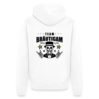Team Bräutigam Hochzeit Skull - Unisex Premium Bio Zip Hoodie - Weiß - Hinten - Thijin (182cm)