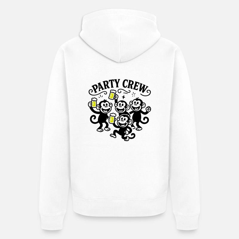 Party Crew Affe Bier - Unisex Premium Bio Zip Hoodie - Weiß