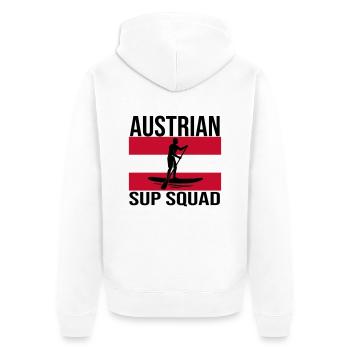 Austrian SUP Crew Paddel-Shirt - Unisex Premium Bio Zip Hoodie - Weiß - Hinten - Thijin (182cm)