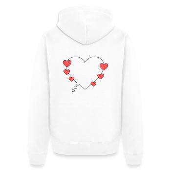 Thought bubble with hearts - Unisex Premium Organic Zip Hoodie - white - Back - Thijin (182cm)