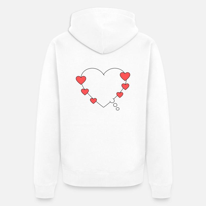 Denkblase mit Herz - Unisex Premium Bio Zip Hoodie - Weiß
