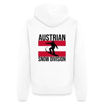 Austrian Snow Division Snowboard Tee - Unisex Premium Bio Zip Hoodie - Weiß - Hinten - Thijin (182cm)
