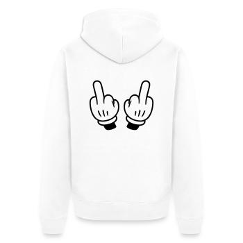 Mittelfinger Hand Comic - Unisex Premium Bio Zip Hoodie - Weiß - Hinten - Thijin (182cm)