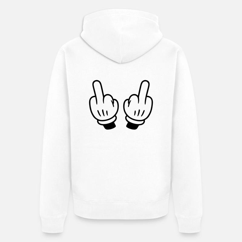 Mittelfinger Hand Comic - Unisex Premium Bio Zip Hoodie - Weiß
