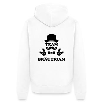 Team Bräutigam - Unisex Premium Bio Zip Hoodie - Weiß - Hinten - Thijin (182cm)