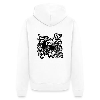Hirsch - Unisex Premium Bio Zip Hoodie - Weiß - Hinten - Thijin (182cm)
