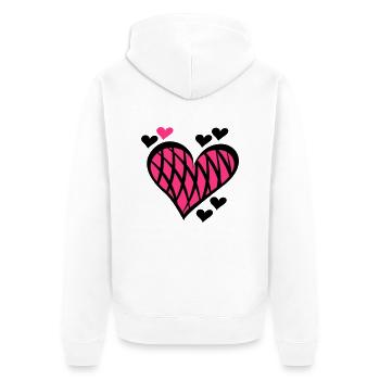 Herz Motiv - Unisex Premium Bio Zip Hoodie - Weiß - Hinten - Thijin (182cm)