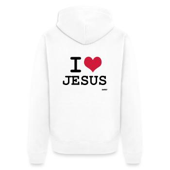 j'aime jésus par wam - Veste à capuche bio Premium Unisexe - blanc - Dos - Thijin (182cm)
