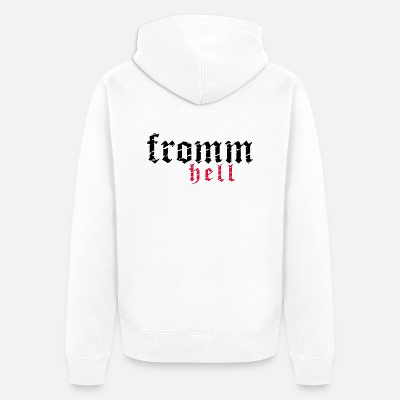 fromm hell_vec_2 de - Unisex Premium Bio Zip Hoodie - Weiß
