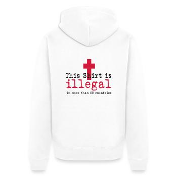 ILLEGAL - Unisex Premium Bio Zip Hoodie - Weiß - Hinten - Thijin (182cm)