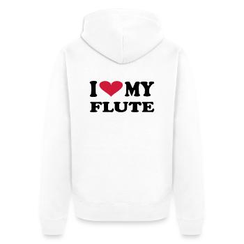 I Love my flute - Unisex Premium Bio Zip Hoodie - Weiß - Hinten - Thijin (182cm)