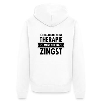 Therapie - Zingst - Unisex Premium Bio Zip Hoodie - Weiß - Hinten - Thijin (182cm)