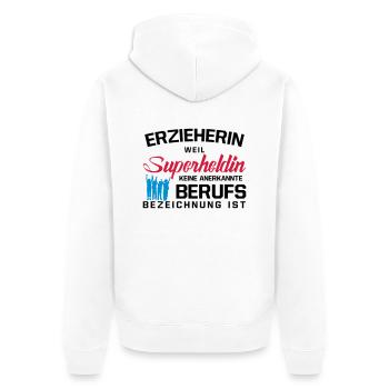 Erzieherin - Unisex Premium Bio Zip Hoodie - Weiß - Hinten - Thijin (182cm)