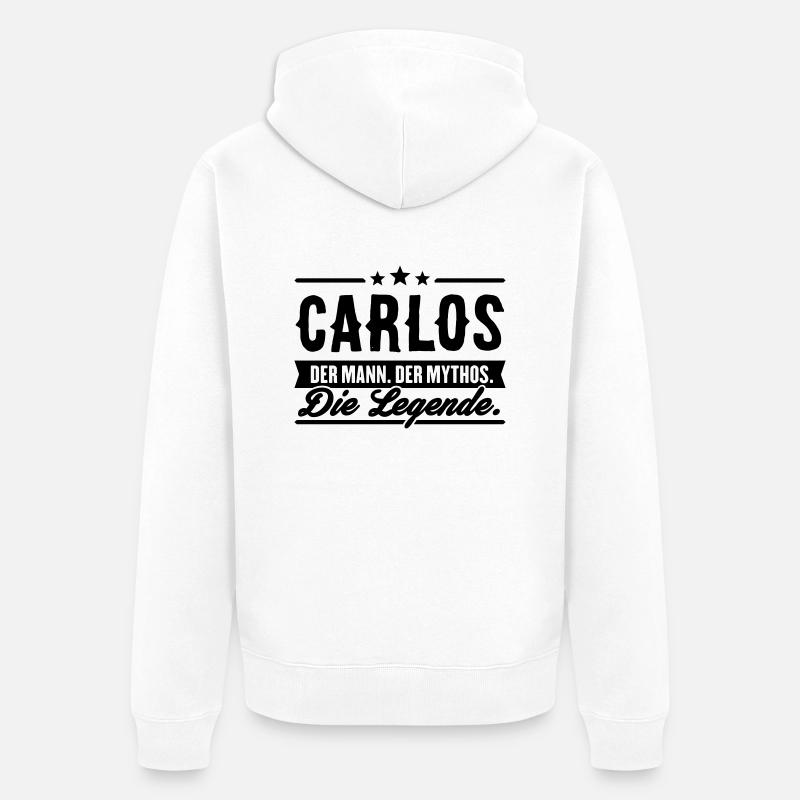 Man Myth Legend Carlos - Veste à capuche bio Premium Unisexe - blanc