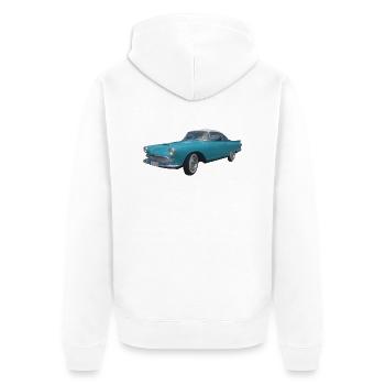 Oldtimer - Unisex Premium Bio Zip Hoodie - Weiß - Hinten - Thijin (182cm)