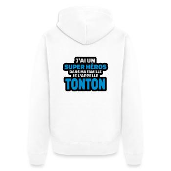 j'ai un super héros dans ma famille tonton - Veste à capuche bio Premium Unisexe - blanc - Dos - Thijin (182cm)