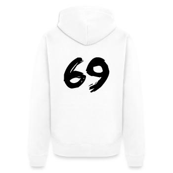 Brushed 69 - Unisex Premium Bio Zip Hoodie - Weiß - Hinten - Thijin (182cm)