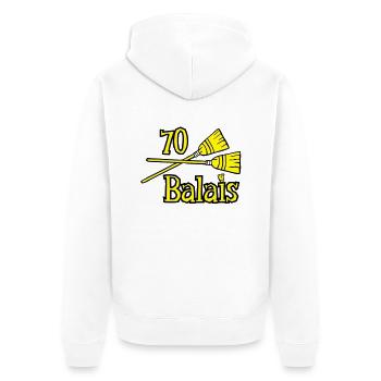 70 Jahre Besen - Unisex Premium Bio Zip Hoodie - Weiß - Hinten - Thijin (182cm)
