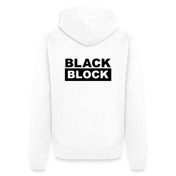 black block - black bloc - Unisex Premium Bio Zip Hoodie - Weiß - Hinten - Thijin (182cm)