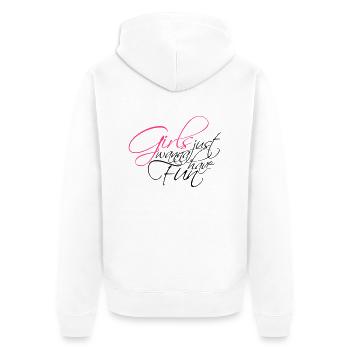 serifen cool design logo girls just wanna have fun - Unisex Premium Bio Zip Hoodie - Weiß - Hinten - Thijin (182cm)