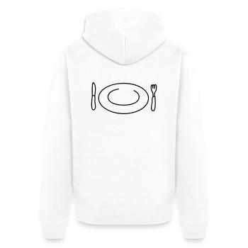 Hungry - Unisex Premium Bio Zip Hoodie - Weiß - Hinten - Thijin (182cm)