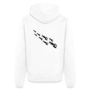 Fish Bone Monsters - Unisex Premium Bio Zip Hoodie - Weiß - Hinten - Thijin (182cm)