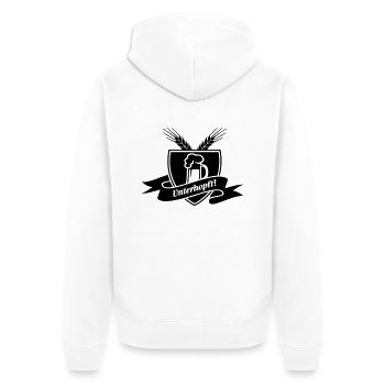 Unterhopft - Bier, , Grillen - Unisex Premium Bio Zip Hoodie - Weiß - Hinten - Thijin (182cm)