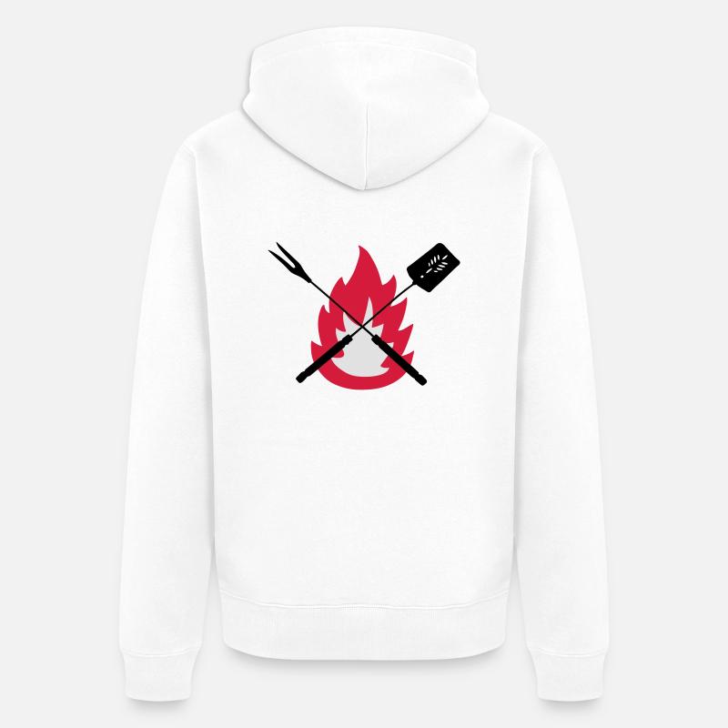 bbq cook tools fire on BBQ best gift idea - Unisex Premium Bio Zip Hoodie - Weiß