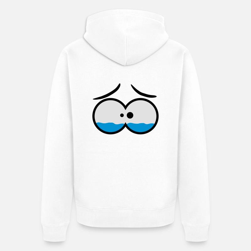 Sad Crying Comic Eyes - Unisex Premium Bio Zip Hoodie - Weiß