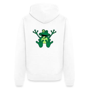 Funny Sitting Comic Frog - Unisex Premium Bio Zip Hoodie - Weiß - Hinten - Thijin (182cm)